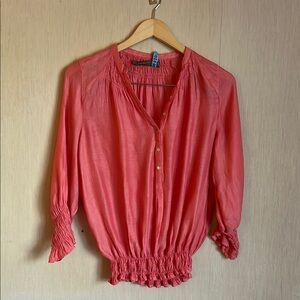 Zara Coral Peasant Blouse size M